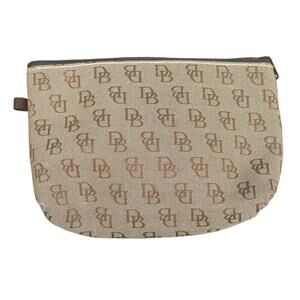 Dooney & Bourke Tan/Brown DB Monogram Small Cosmetic  Zip Pouch